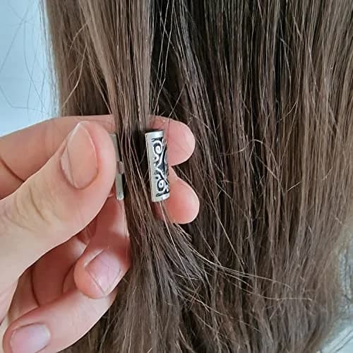 VALHALLA Viking Beard Bead for Men and Women, Clip-On 316L Stainless Steel | Norse Valknut Motif thumbnail 2