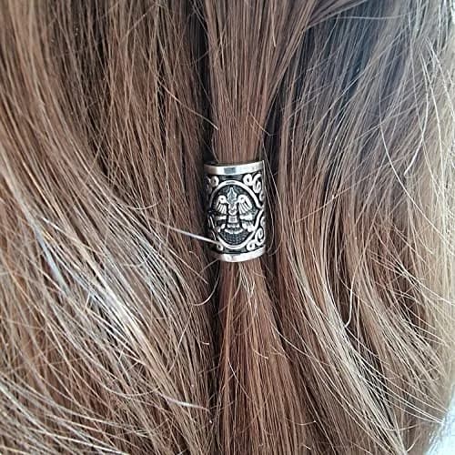 VALHALLA Viking Beard Bead for Men and Women, Clip-On 316L Stainless Steel | Norse Valknut Motif thumbnail 3
