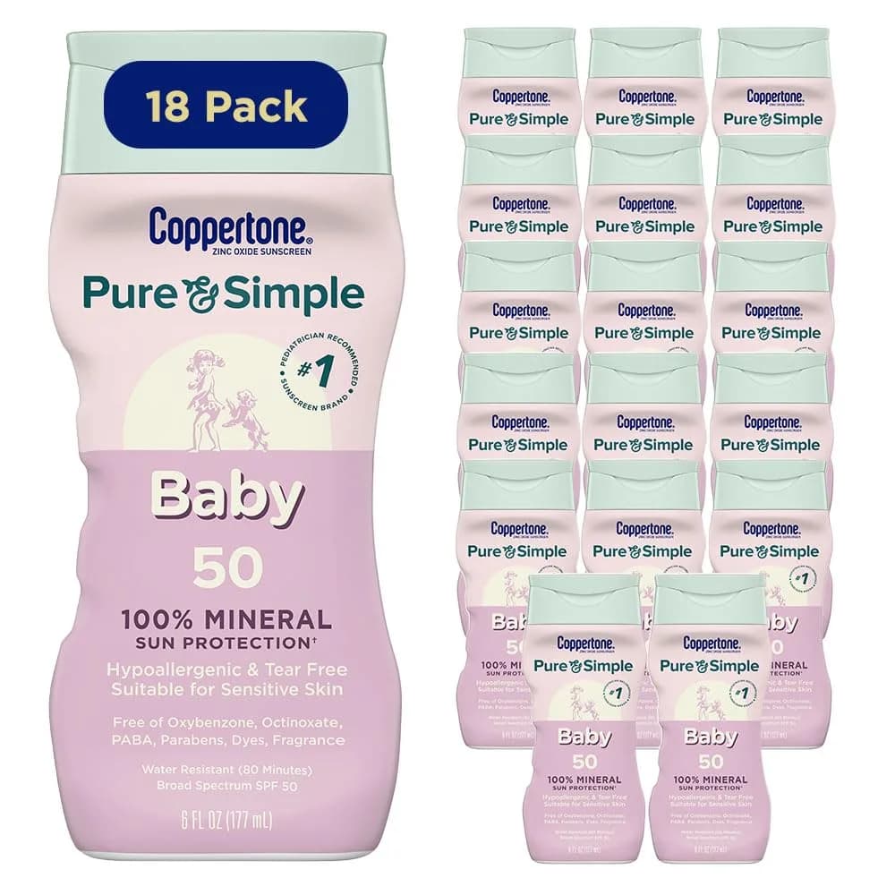 Coppertone Baby Sunscreen Lotion SPF 50, 6 Fl Oz | Hypoallergenic & Water-Resistant — White