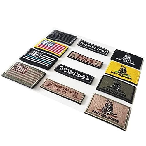 TXSN 12PCS American Flag Patches Bundle | Full Embroidery Loop & Hook Fasten (70-120 chars) thumbnail 2