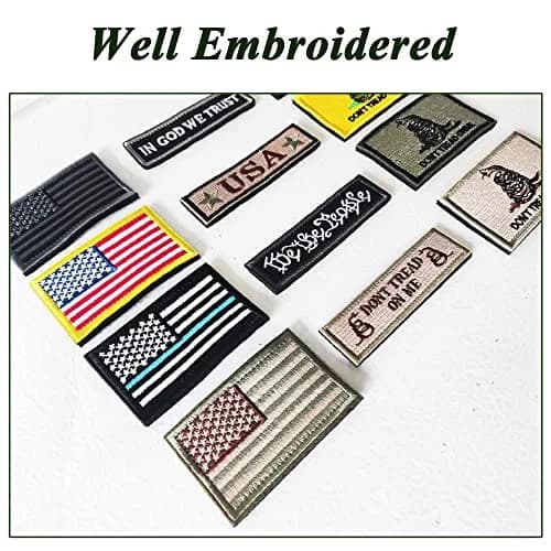 TXSN 12PCS American Flag Patches Bundle | Full Embroidery Loop & Hook Fasten (70-120 chars) thumbnail 3