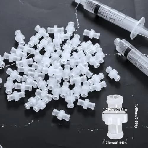 AIEX Syringe Adapter Kit 60pcs Transparent Polypropylene | Leak-Free Connection for Lab & Scientific Use thumbnail 2