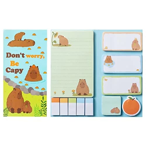 Xqumoi Don't Worry Be Capy Sticky Notes Set (550 Sheets) | Cute Capybara Themed Gift for Students & Office - main product image