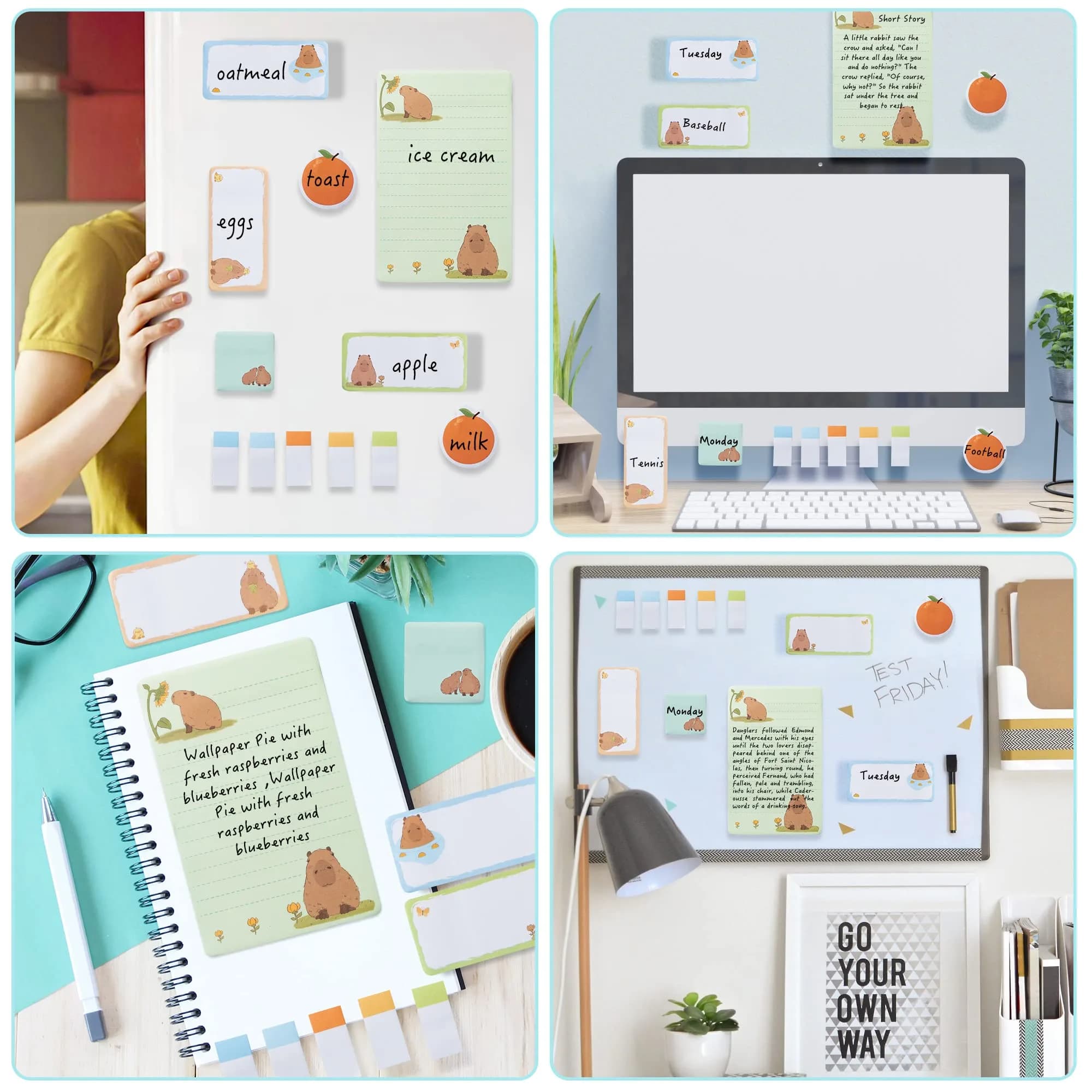 Xqumoi Don't Worry Be Capy Sticky Notes Set (550 Sheets) | Cute Capybara Themed Gift for Students & Office - view 6