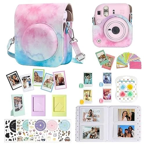 CAIYOULE Instax Mini 12 Camera Accessories Kit with Case, Album & Frames | Blue Pink Watercolor thumbnail 1