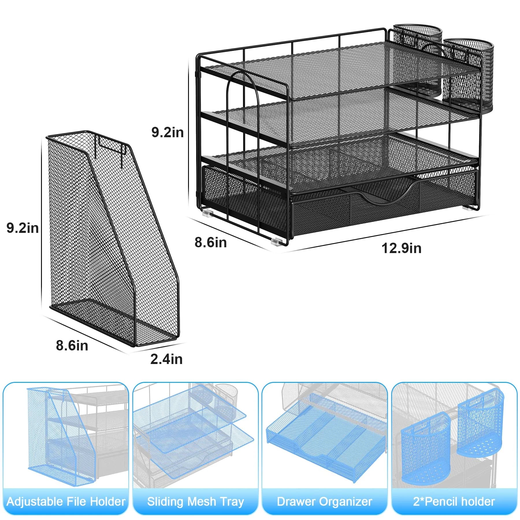 gianotter 4-Tier Desk Organizer with Drawer & Pen Holders | 34 cm (13.38 inches) Width - view 5