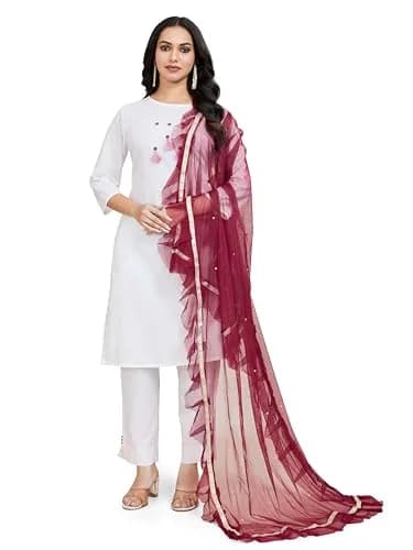 Weavers Villa Women’s Net Embellished Dupatta Chunni 225cm (88.58in) | Festive Wear Elegance thumbnail 1