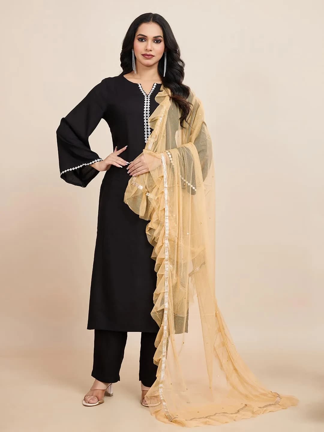 Weavers Villa Women’s Net Embellished Dupatta Chunni 225cm (88.58in) | Intricate Detailing for Festive Wear - view 6