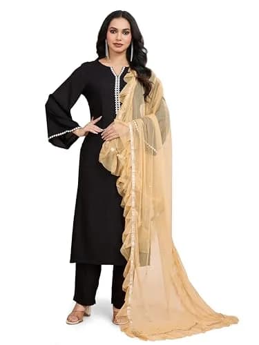 Weavers Villa Women’s Net Embellished Dupatta Chunni 225cm (88.58in) | Intricate Detailing for Festive Wear thumbnail 1