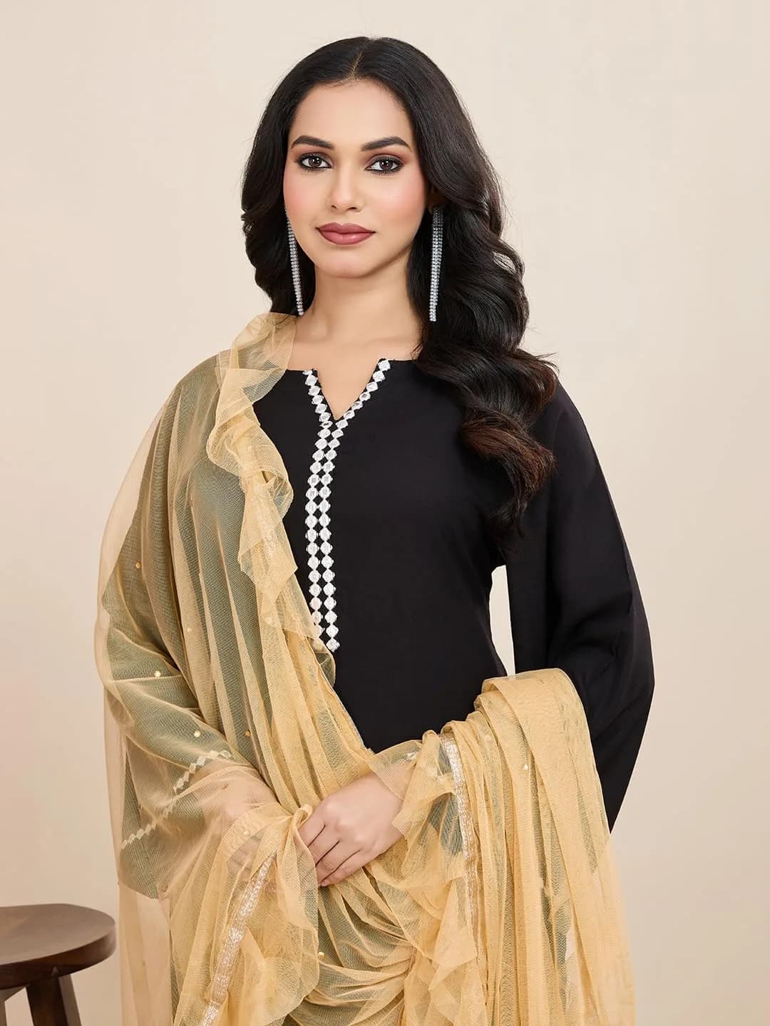 Weavers Villa Women’s Net Embellished Dupatta Chunni 225cm (88.58in) | Intricate Detailing for Festive Wear - view 2