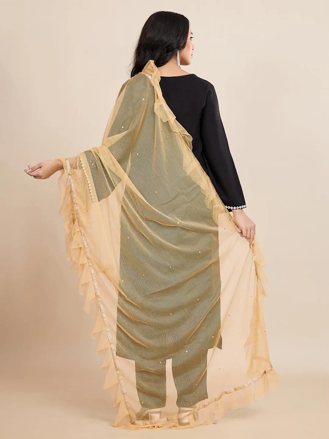 Weavers Villa Women’s Net Embellished Dupatta Chunni 225cm (88.58in) | Intricate Detailing for Festive Wear - view 4