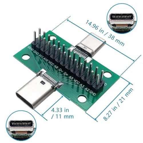 minidodoca USB 3.1 Type-C Male to Male Test Board with 24 Pins & DuPont Wires | 10Gbps Data Transfer thumbnail 3