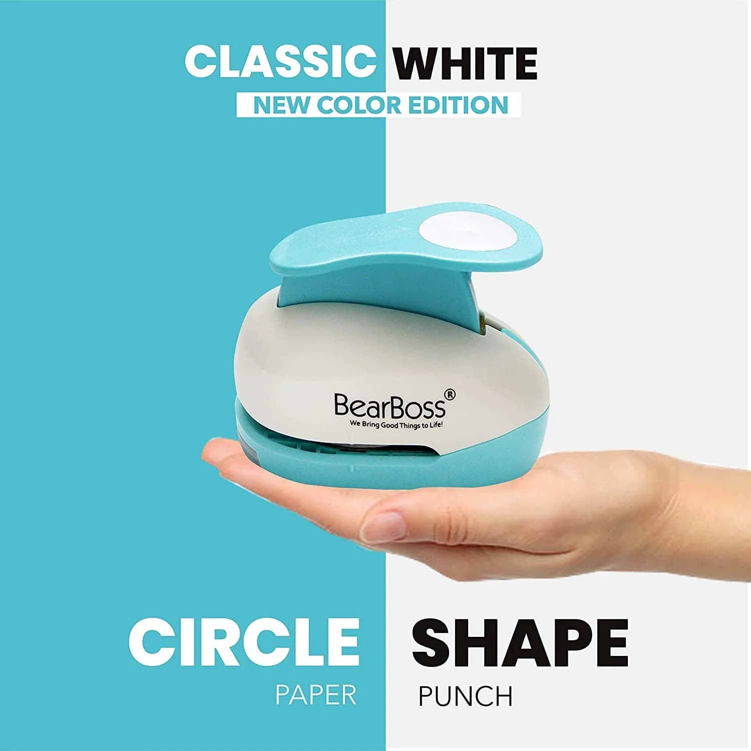 BearBoss 3 Inch Circle Punch, Classic White | Ergonomic Spring-Action Lever for Paper Crafts - view 3