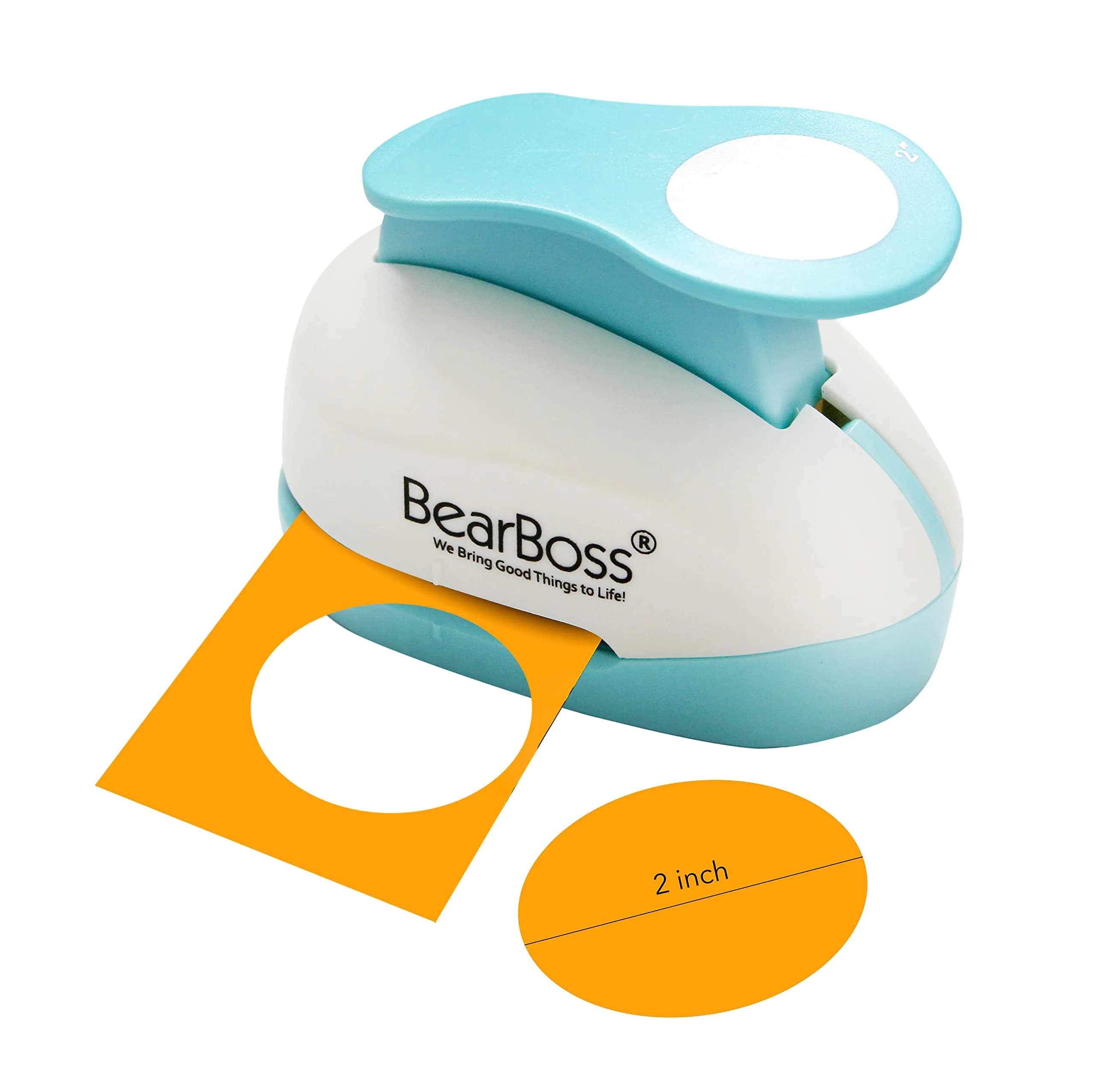 BearBoss 2 Inch Circle Punch, Classic White | Ergonomic Spring-Action Lever for Paper Crafts - main product image