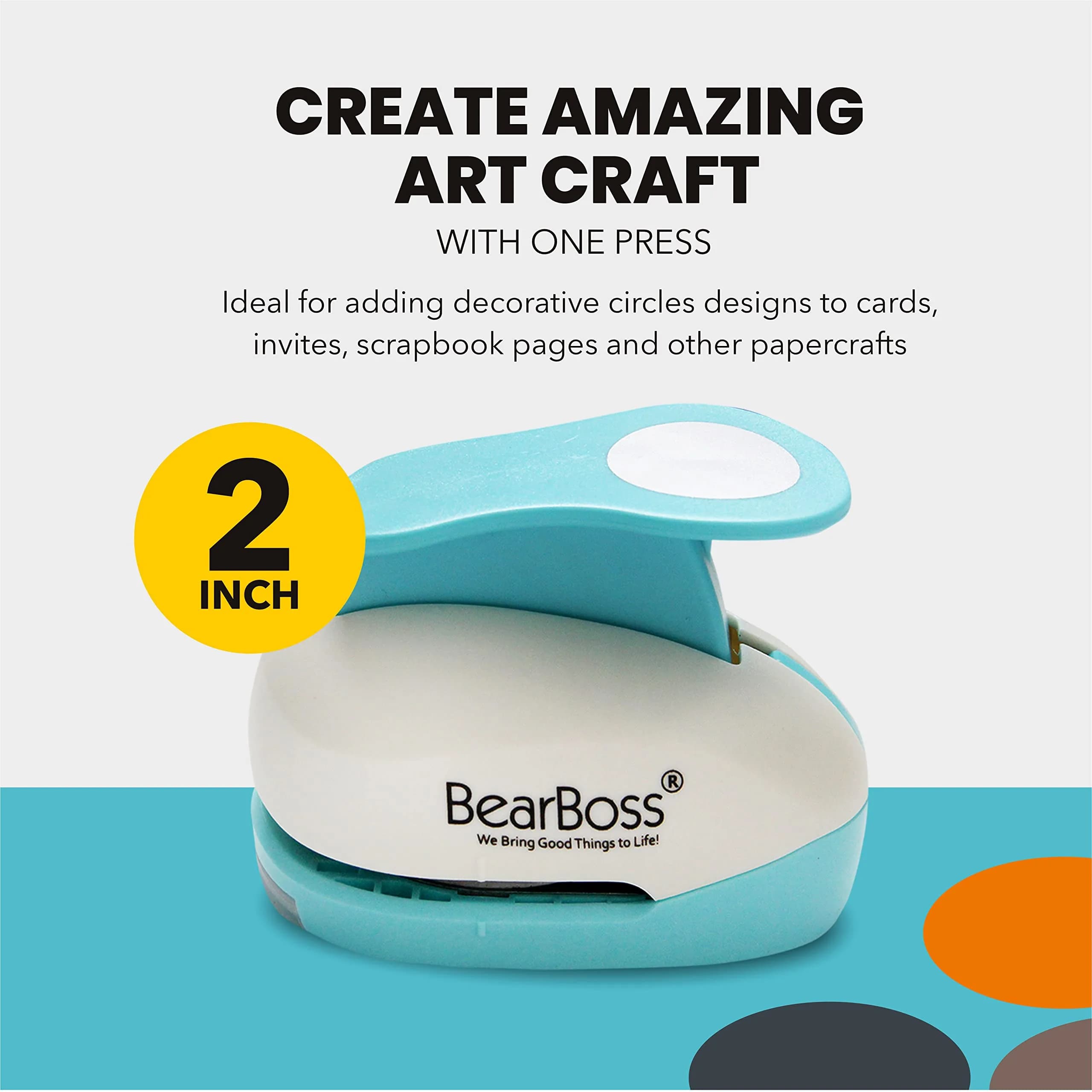BearBoss 2 Inch Circle Punch, Metal Hole Punch for Paper Crafts | Classic White - view 5
