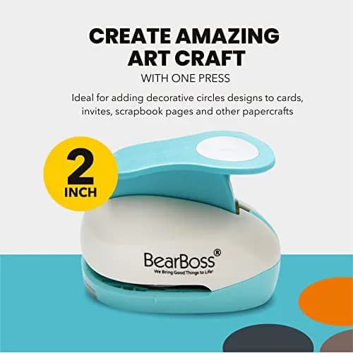 BearBoss 2 Inch Circle Punch, Metal Hole Punch for Paper Crafts | Classic White thumbnail 5