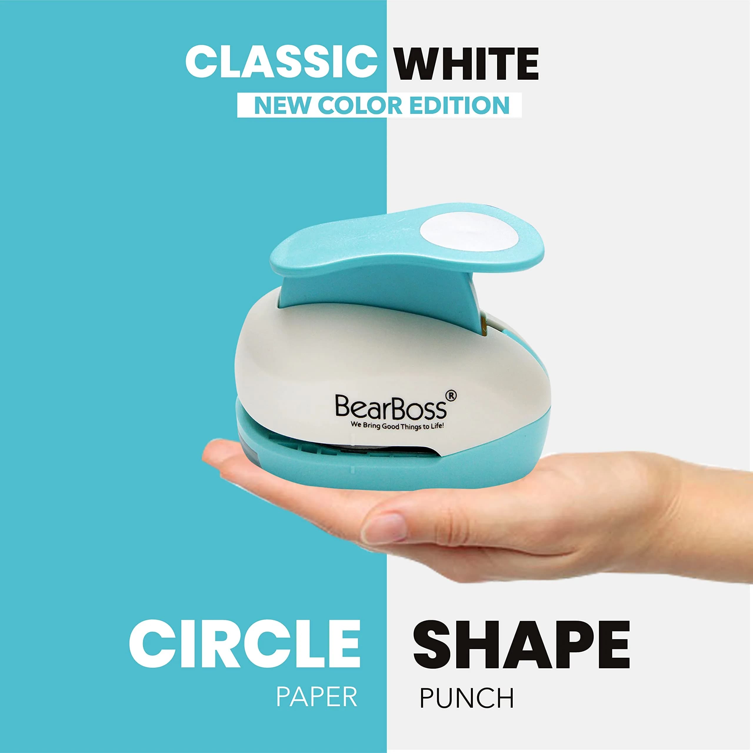BearBoss 2 Inch Circle Punch, Classic White | Ergonomic Spring-Action Lever for Paper Crafts - view 2