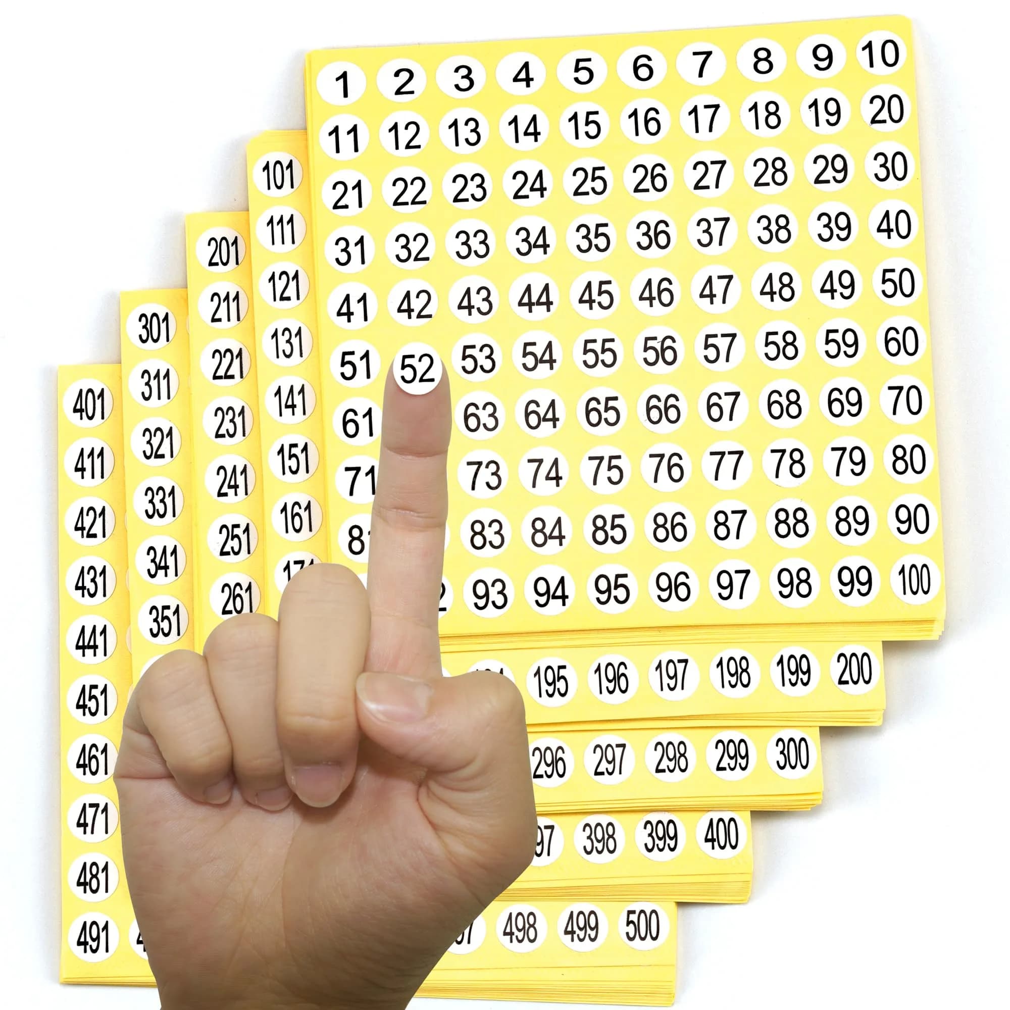 IFAMIO 1-500 Round Number Stickers Labels 15 Sets | Small 1cm Adhesive Decals for Organizing & Storage — Yellow
