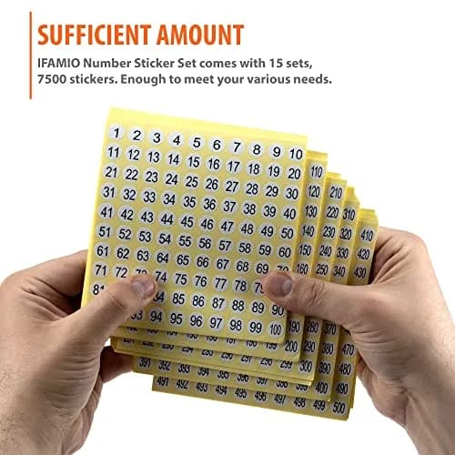 IFAMIO 1-500 Round Number Stickers Labels 15 Sets | Small 1cm Adhesive Decals for Organizing & Storage thumbnail 5