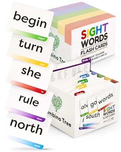 THE BAMBINO TREE Sight Words Flash Cards - Kindergarten to 4th Grade | 300 Jumbo-Size Cards for Early Literacy thumbnail 1