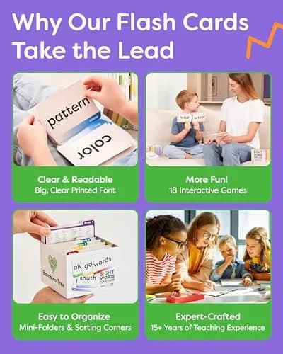 THE BAMBINO TREE Sight Words Flash Cards - Kindergarten to 4th Grade | 300 Jumbo-Size Cards for Early Literacy thumbnail 6