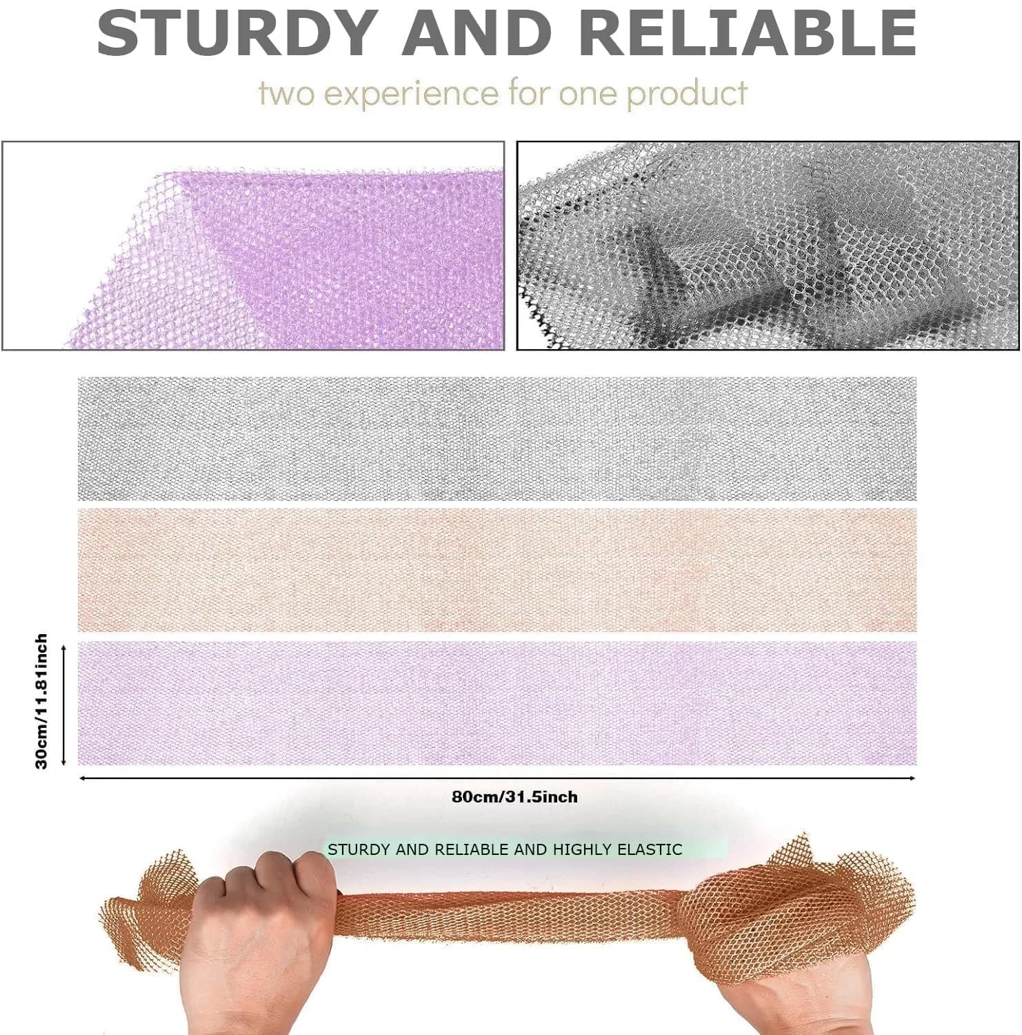UJFQBH African Net Sponge 3 Pack - Purple, Gray & Brown | Deep Cleansing & Gentle Exfoliation - view 3