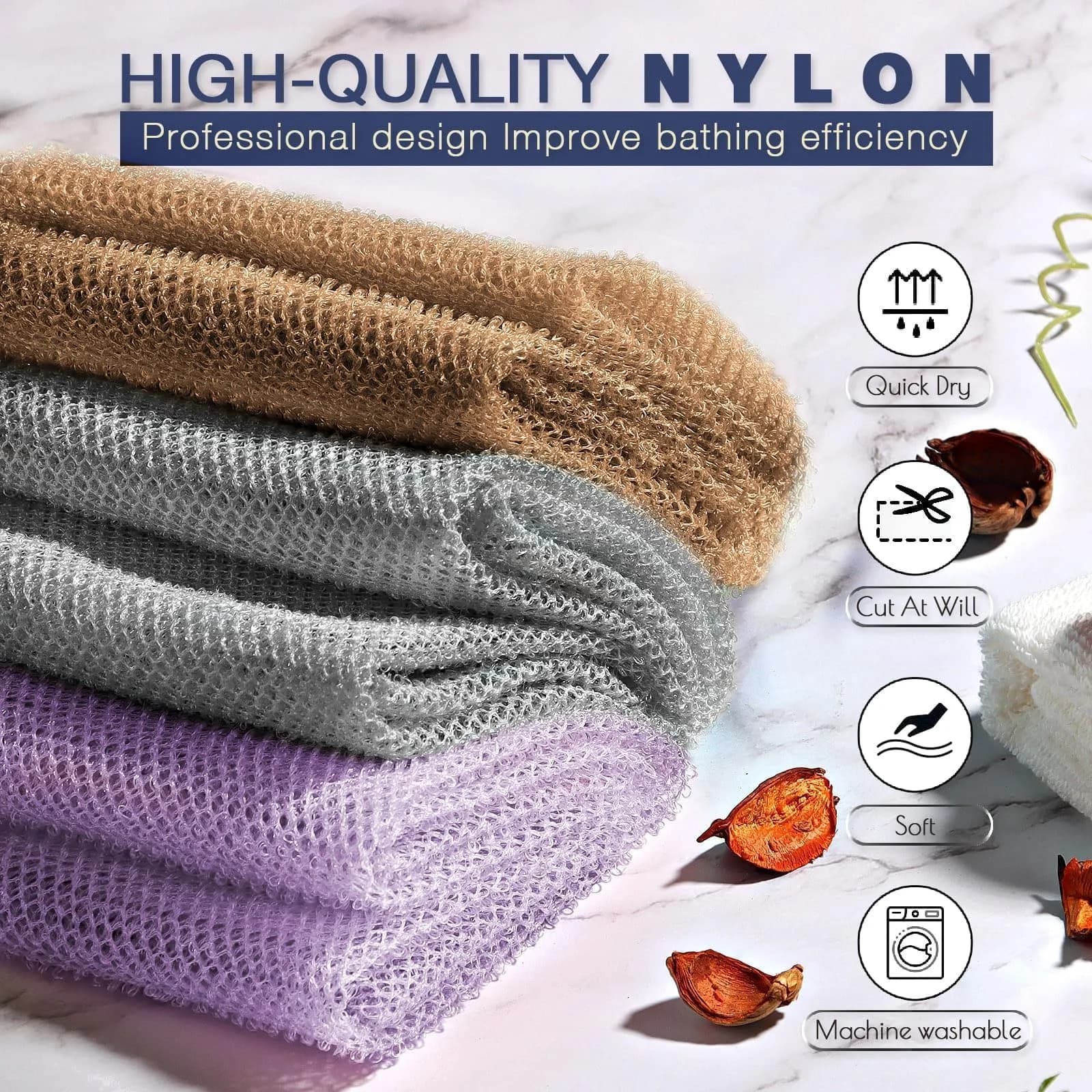 UJFQBH African Net Sponge 3 Pack - Purple, Gray & Brown | Deep Cleansing & Gentle Exfoliation - view 4