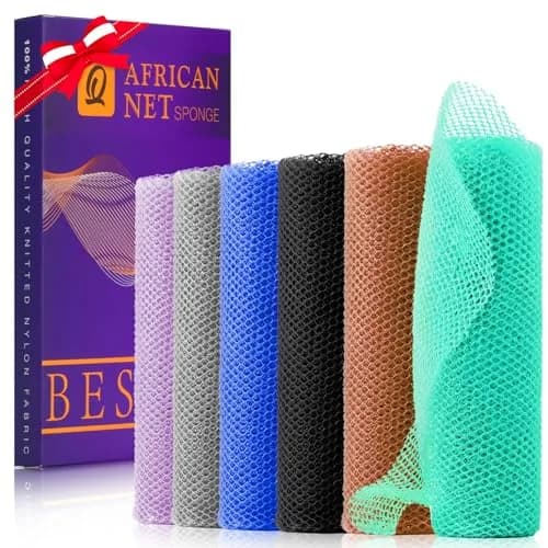 UJFQBH 6 Piece Multicolour African Net Sponge Set | Deep Cleansing & Gentle Exfoliation - main product image