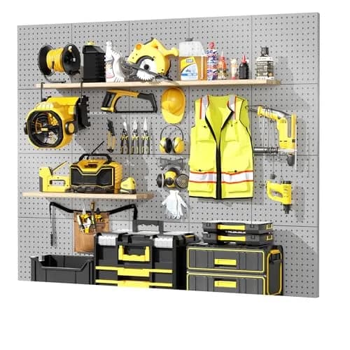 FZK Metal Pegboard Wall Organizer 6PCS | Heavy Duty Tool Storage Panels 12in*12in thumbnail 5