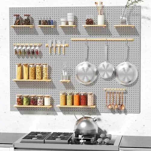 FZK Metal Pegboard Wall Organizer 6PCS | Heavy Duty Tool Storage Panels 12in*12in thumbnail 6