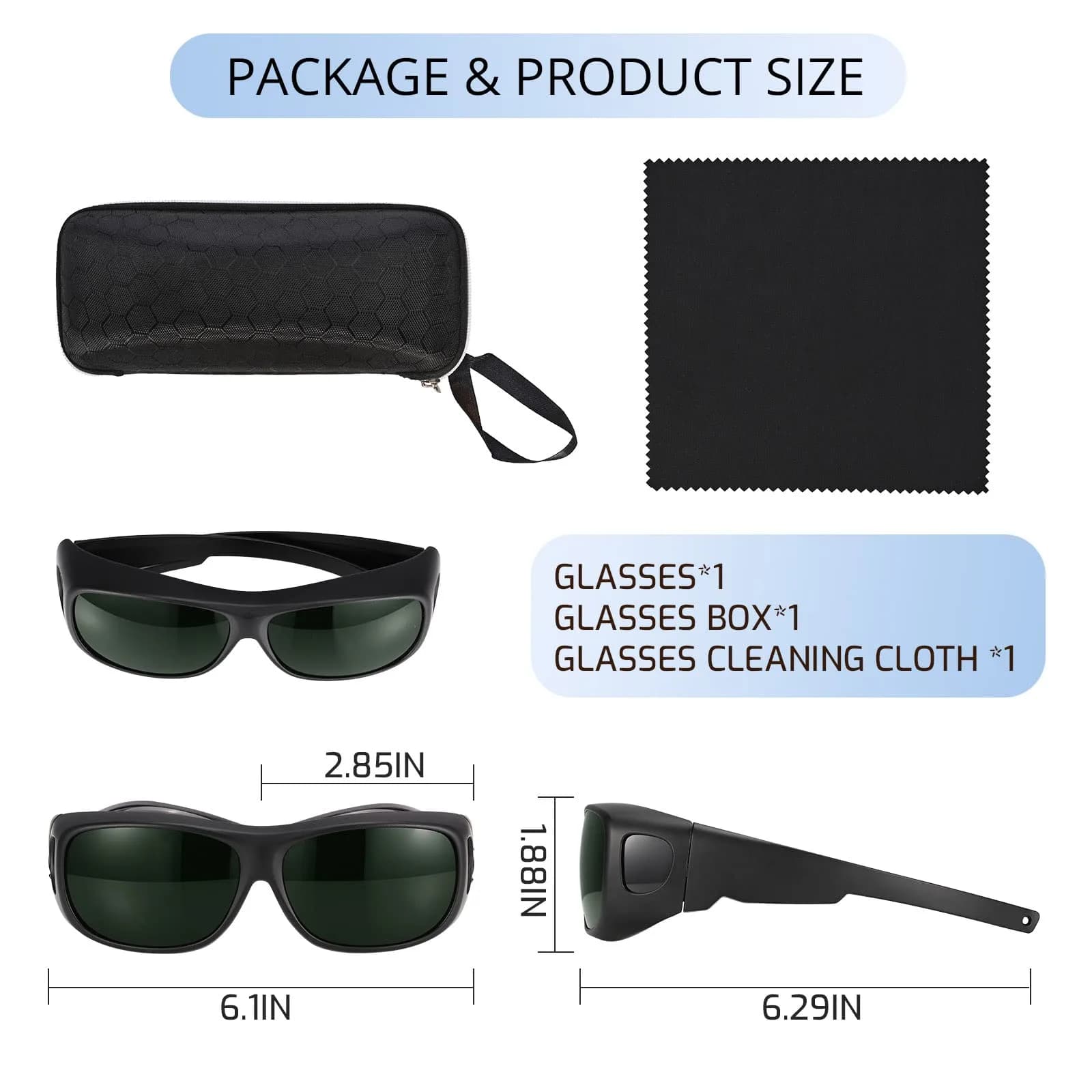LPSAFP IPL Laser Safety Glasses 200nm-2000nm Dark Green | Protective Eyewear for Hair Removal & Cosmetology - view 5