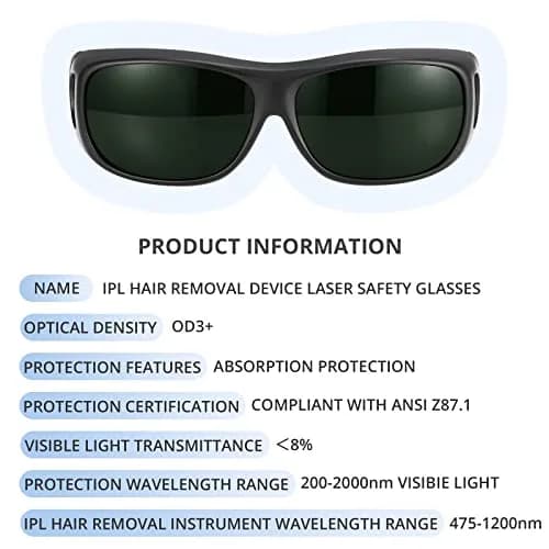 LPSAFP IPL Laser Safety Glasses 200nm-2000nm Dark Green | Protective Eyewear for Hair Removal & Cosmetology thumbnail 3
