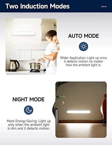 YIGER Under Cabinet Lights 40LED Warm Light | Rechargeable Wireless Motion Sensor Night Light thumbnail 2