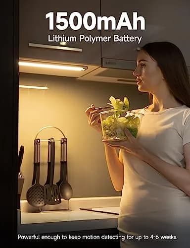 YIGER Under Cabinet Lights 40LED Warm Light | Rechargeable Wireless Motion Sensor Night Light thumbnail 3
