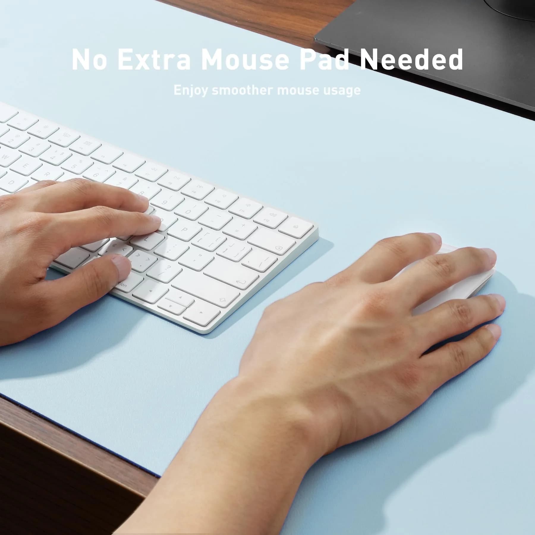 Aothia Baby Blue PU Leather Desk Pad Protector 59.9cm x 34.8cm (23.6" x 13.7") | Protects Desks with Non-Slip Grip - view 4