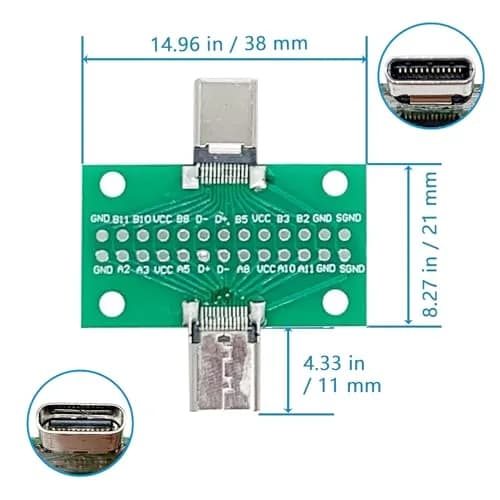 minidodoca USB 3.1 Type-C Male to Female Test Board with 24 Pins & Dupont Wires | 10Gbps Data Transfer thumbnail 2