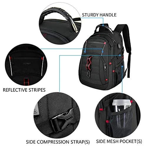 KROSER Travel Laptop Backpack 17.3 inch | Water-Resistant, RFID & USB Port, Reflective Strips, Trolley Strap, Large Capacity thumbnail 4