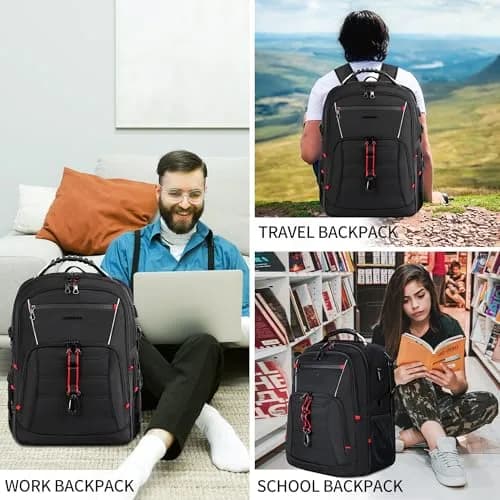 KROSER Travel Laptop Backpack 17.3 inch | Water-Resistant, RFID & USB Port, Reflective Strips, Trolley Strap, Large Capacity thumbnail 6