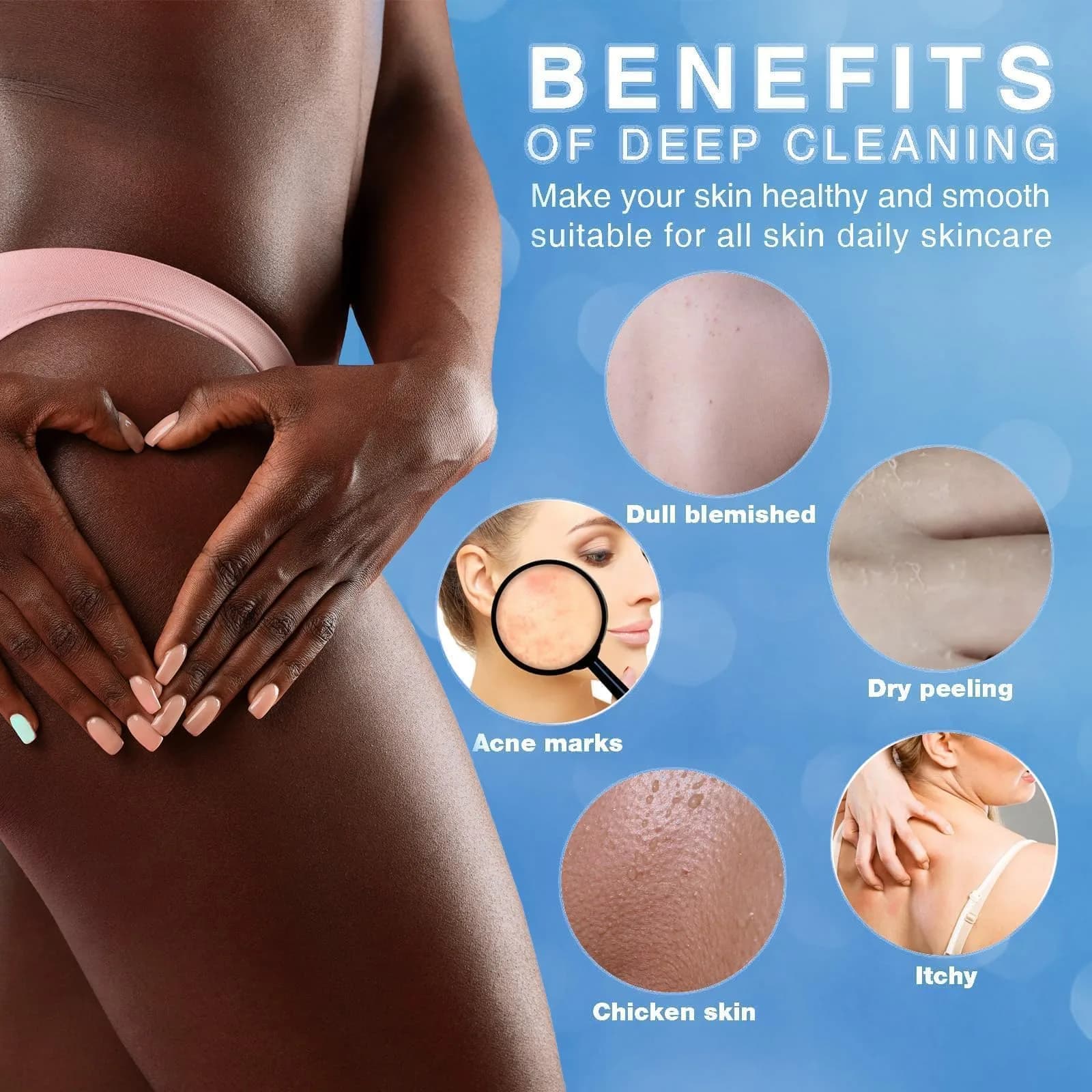 UJFQBH African Bath Sponge Set 5 Pieces | Exfoliating Shower Body Scrubber for Daily Use - view 5
