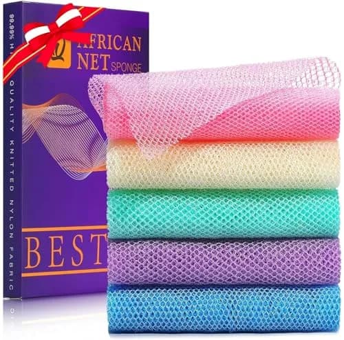 UJFQBH African Bath Sponge Set 5 Pieces | Exfoliating Shower Body Scrubber for Daily Use thumbnail 1