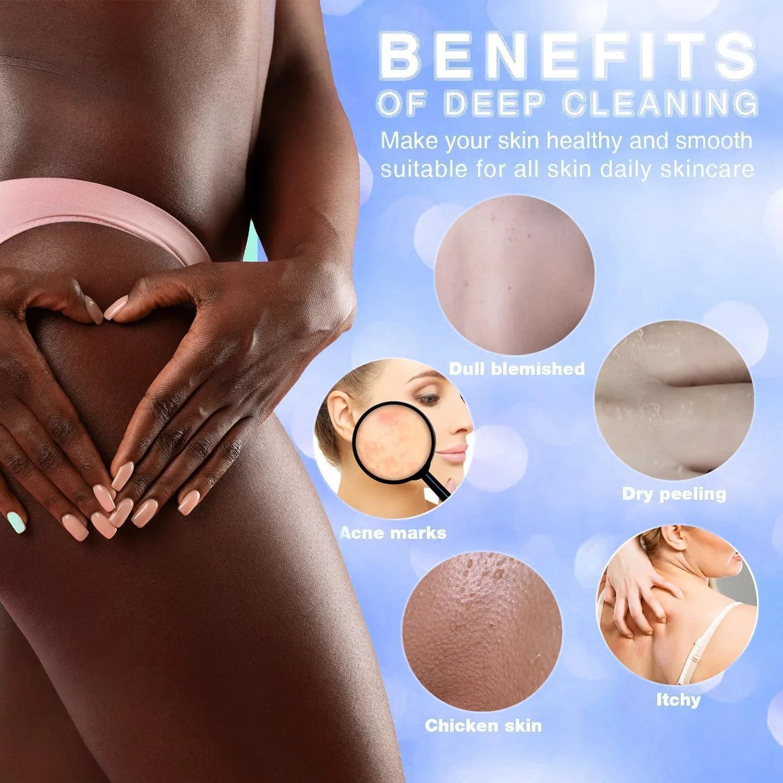 UJFQBH African Exfoliating Net Bath Sponge 80cm (31.4in) | Vibrant 3-Pack for Daily Use - view 5