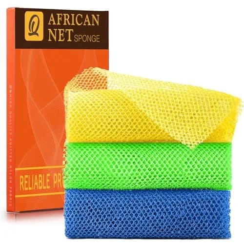 UJFQBH African Exfoliating Net Bath Sponge 80cm (31.4in) | Vibrant 3-Pack for Daily Use thumbnail 1