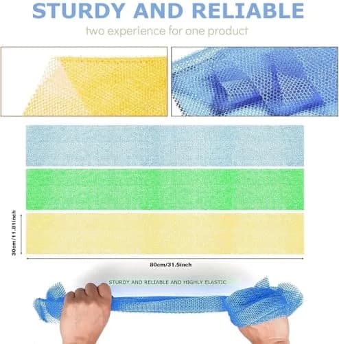 UJFQBH African Exfoliating Net Bath Sponge 80cm (31.4in) | Vibrant 3-Pack for Daily Use thumbnail 3