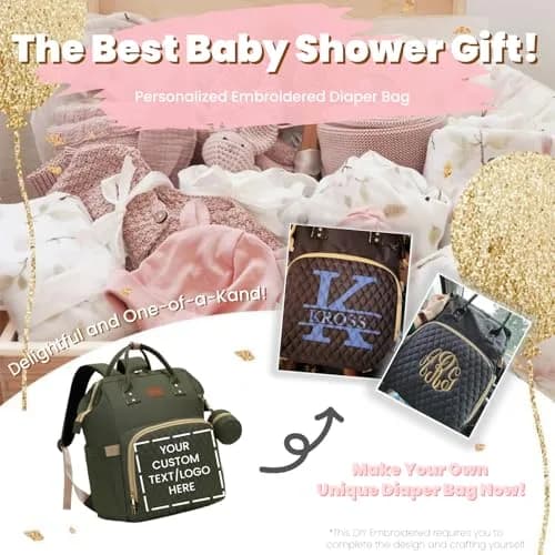 ROSEGIN Diaper Bag Backpack with Changing Pad, Pacifier Case, Baby Bag for Boy Girl Toddler - Large, Stylish, Waterproof Travel Quilted Diaper Bag for Mom - Army Green (35L) thumbnail 7