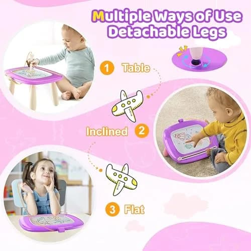 Kikidex Magnetic Drawing Board Toddler Toy 35cm (13.8in) | Mess-Free Purple Doodle Pad for Ages 1-3 thumbnail 4