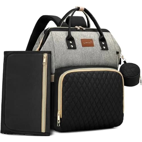 ROSEGIN Large Capacity Diaper Bag Backpack 35L (889g) | Waterproof Travel Quilted Bag with Changing Pad & Stroller Straps thumbnail 1