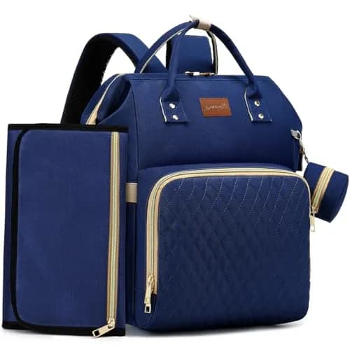 ROSEGIN Diaper Bag Backpack with Changing Pad & Pacifier Case - 35L Large, Waterproof, Navy Blue | Unisex Travel Baby Bag — Navy Blue