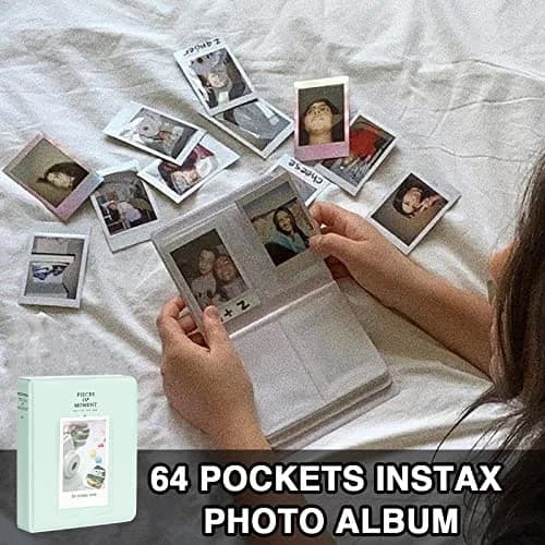 CAIYOULE Mint Green Camera Accessory Kit for Fujifilm Instax Mini 12 | PU Leather Case, Photo Album, Magnetic Frames, Filters thumbnail 8