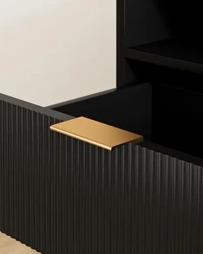 Masupu Nightstand with Charging Station | Modern Bedside Table with Storage Drawer & Wood Shelf (Black) thumbnail 7
