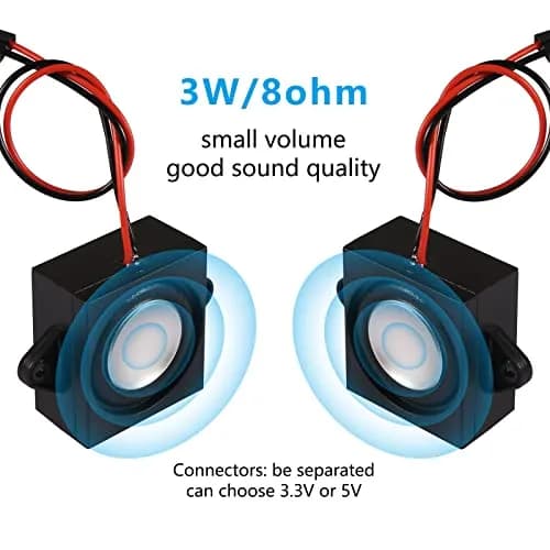 DWEII 4PCS 3 Watt 8 Ohm Mini Speakers | 31mm x 28mm x 15mm, 3.3V/5V Selectable Interface thumbnail 4